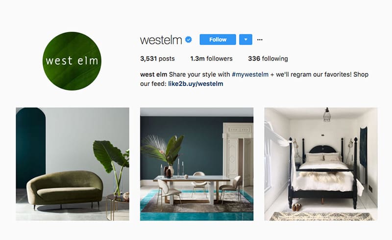West Elm Instagram Profile