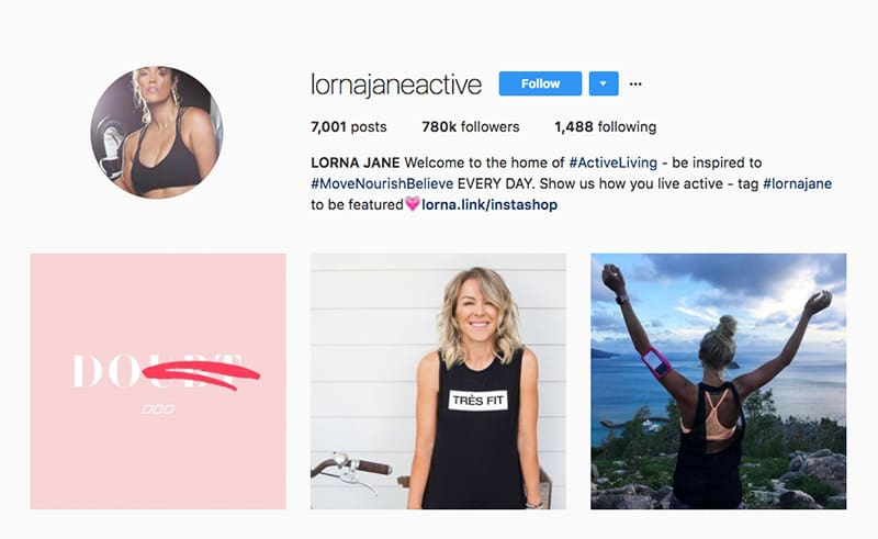 Lorna Jane Instagram Profile