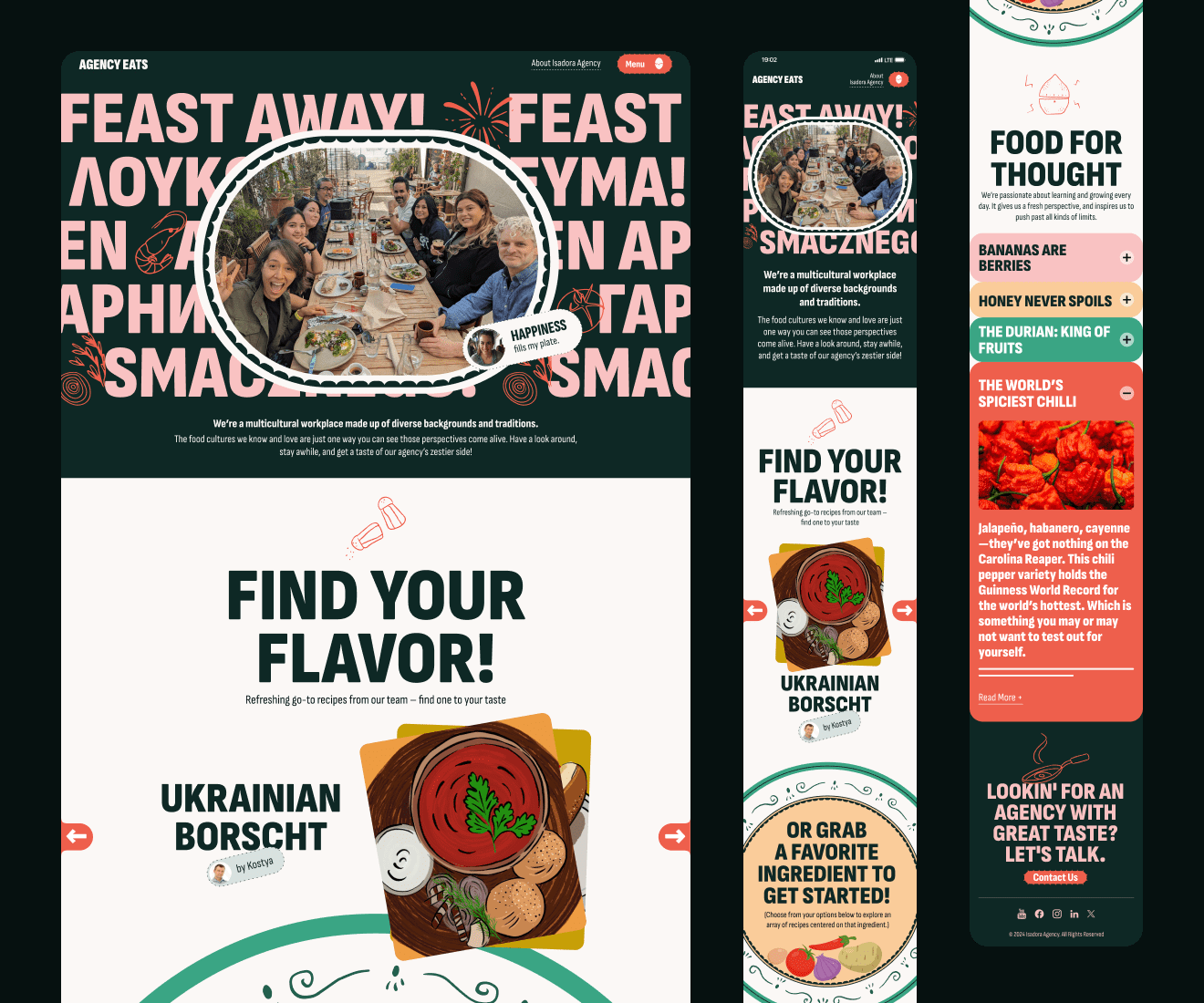 Agency Eats Website Screens