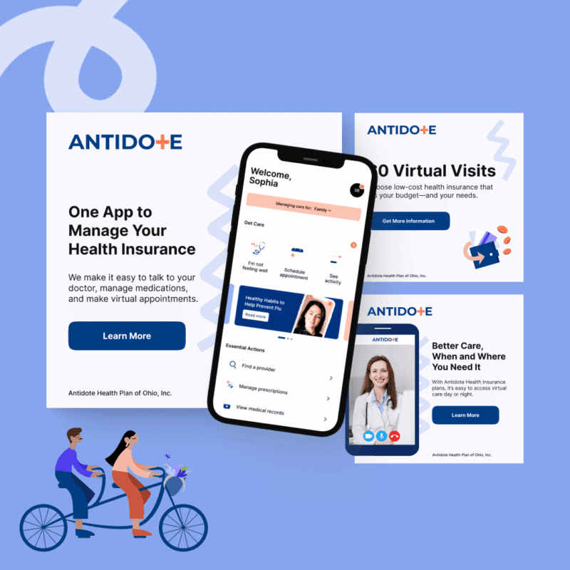 Antidote Health ads and landing page